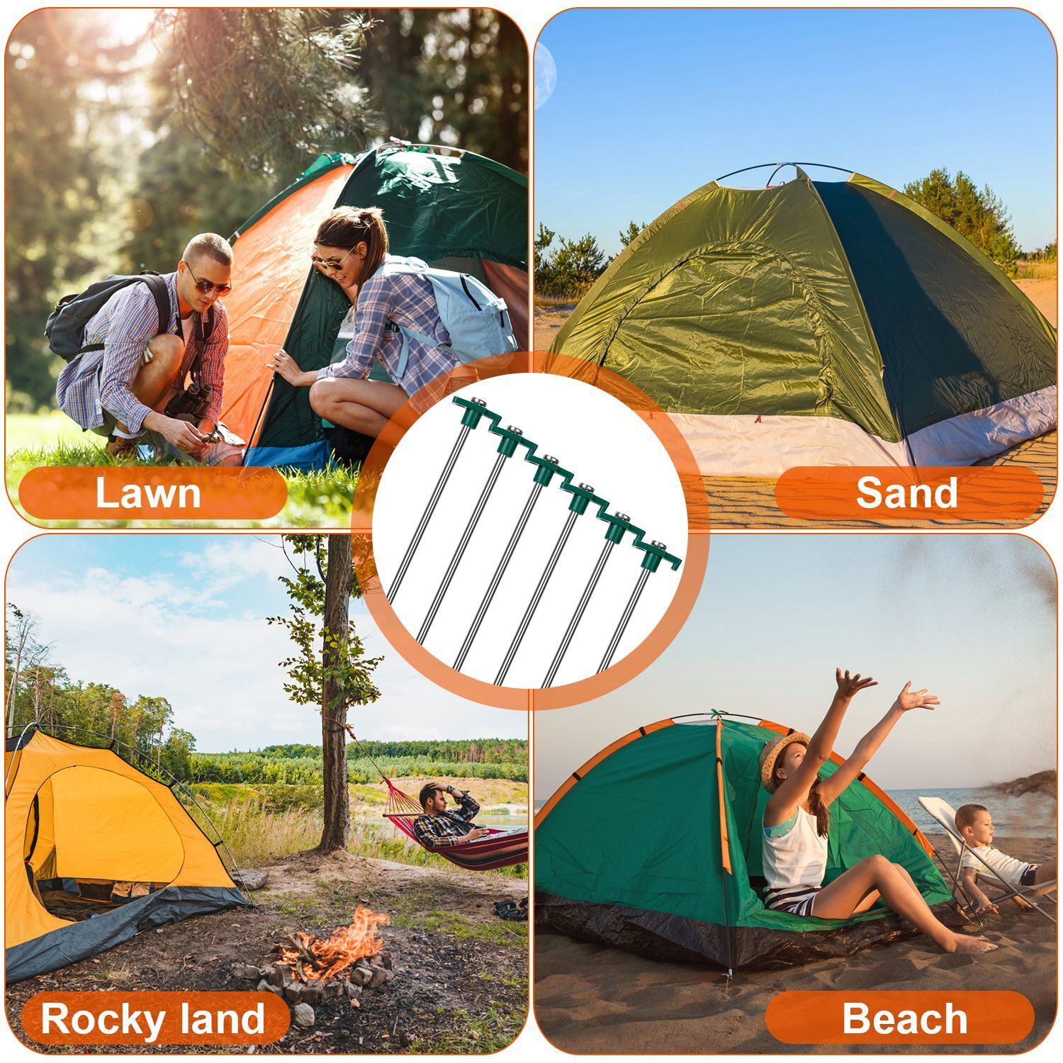20 PCS Heavy Duty Tent Pegs and Ropes Set S69874