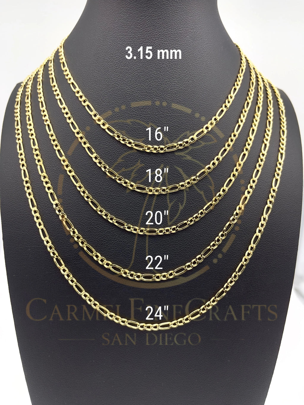 Figaro Link Chain Necklace 16" - 24" T1595