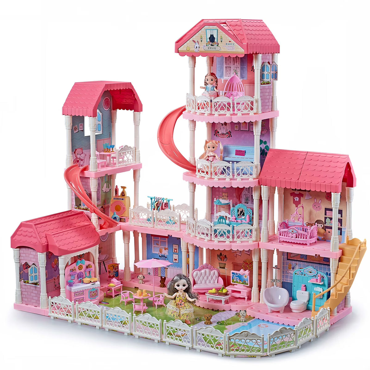 4 Layers 11 Rooms Dollhouse with Light R765