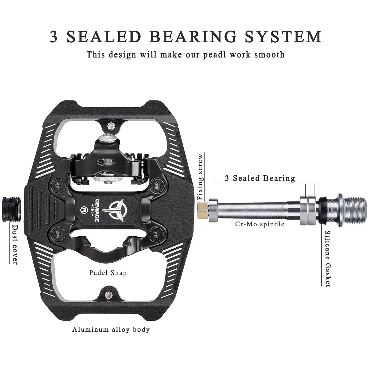 Dual Sided Bike Pedals with 3 Sealed Bearings V91116