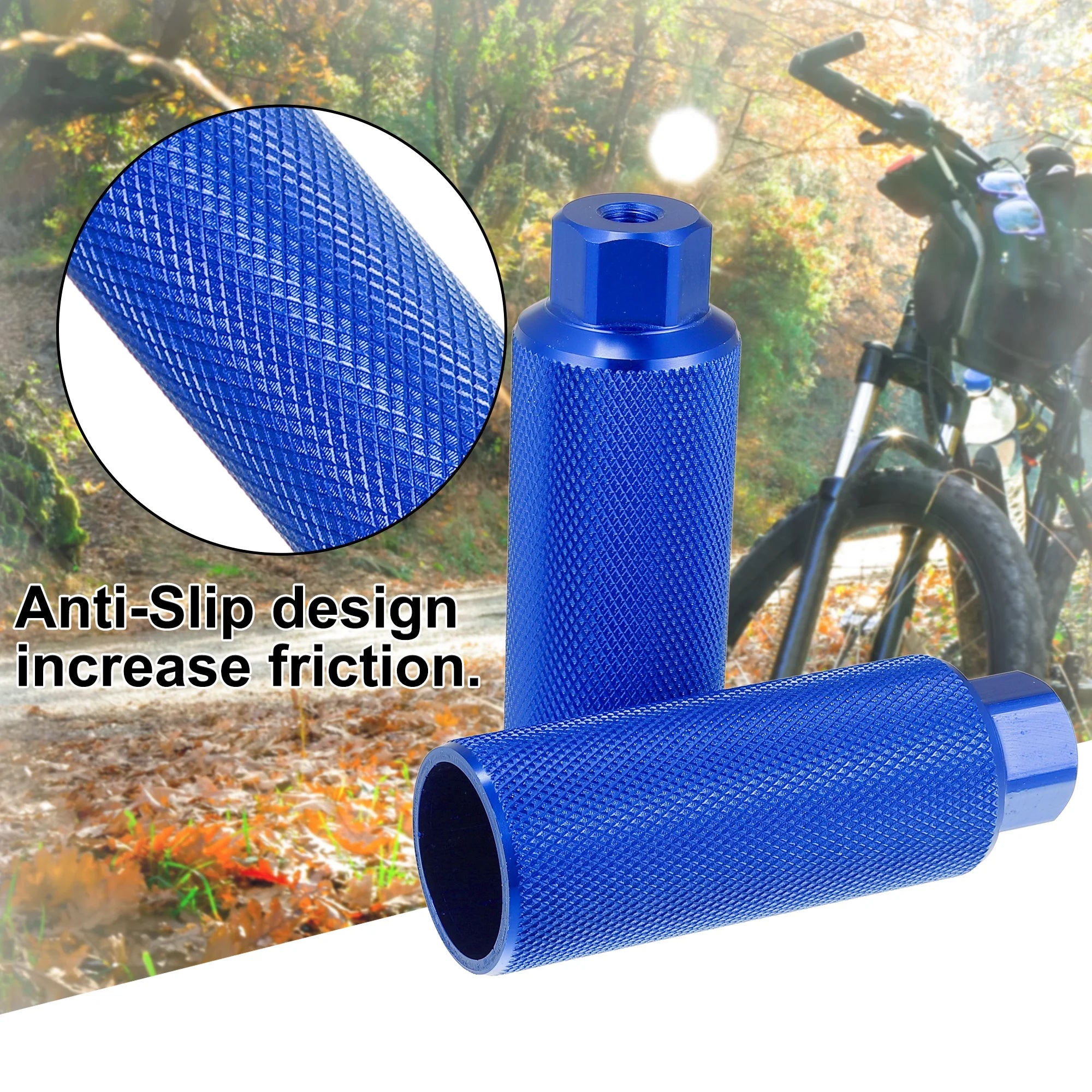 2 Pair Aluminum Alloy Bicycle Footrest Pegs Blue V47980