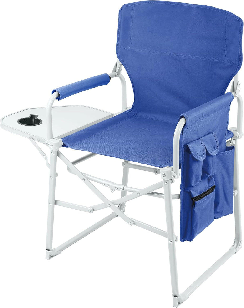 Steel Frame Director's Folding Camping Chair with Side Table and Pockets F1557