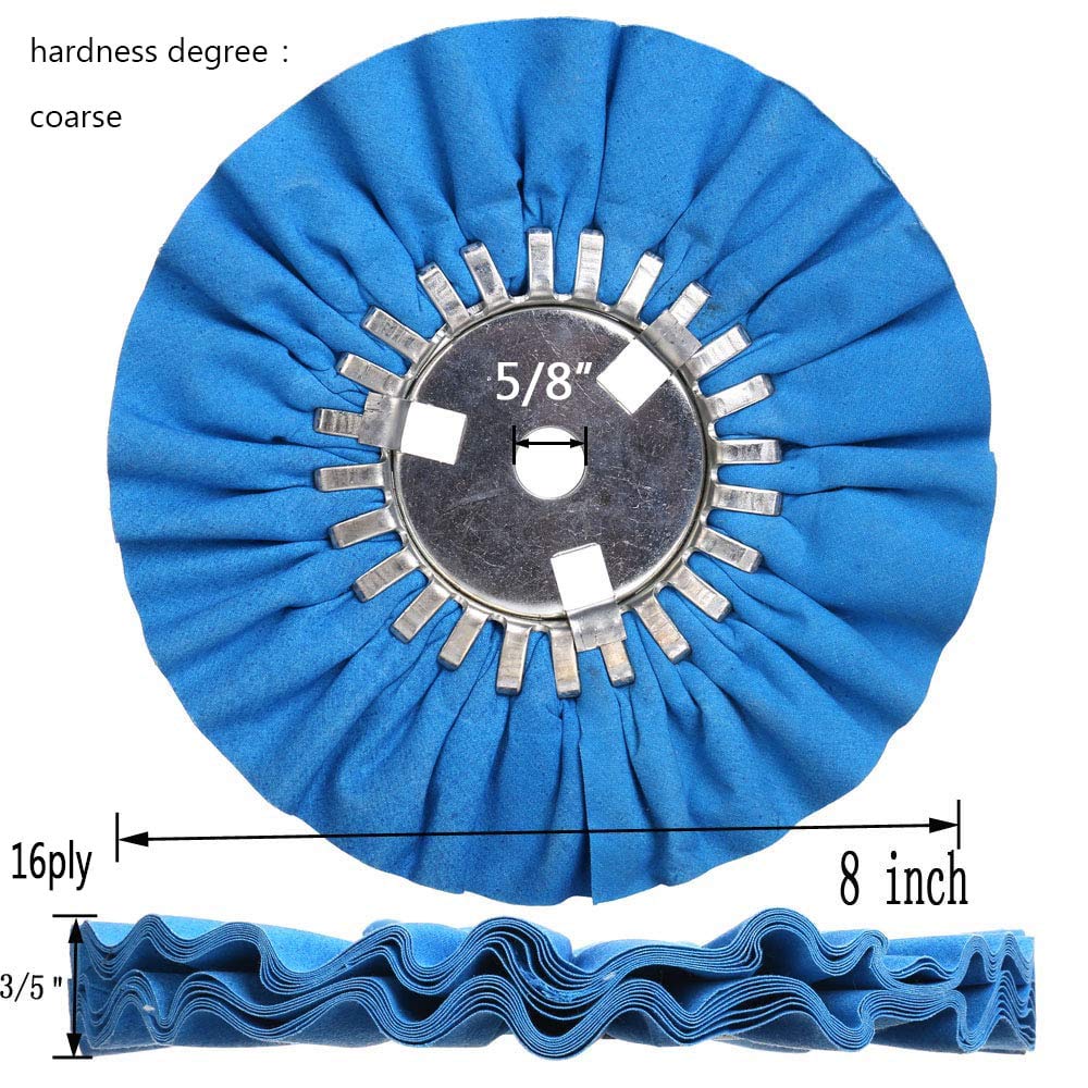Airway Buffing Wheel Kit 7 PCs, 8" Diameter, 5/8" Arbor Hole, 16 Ply A18780