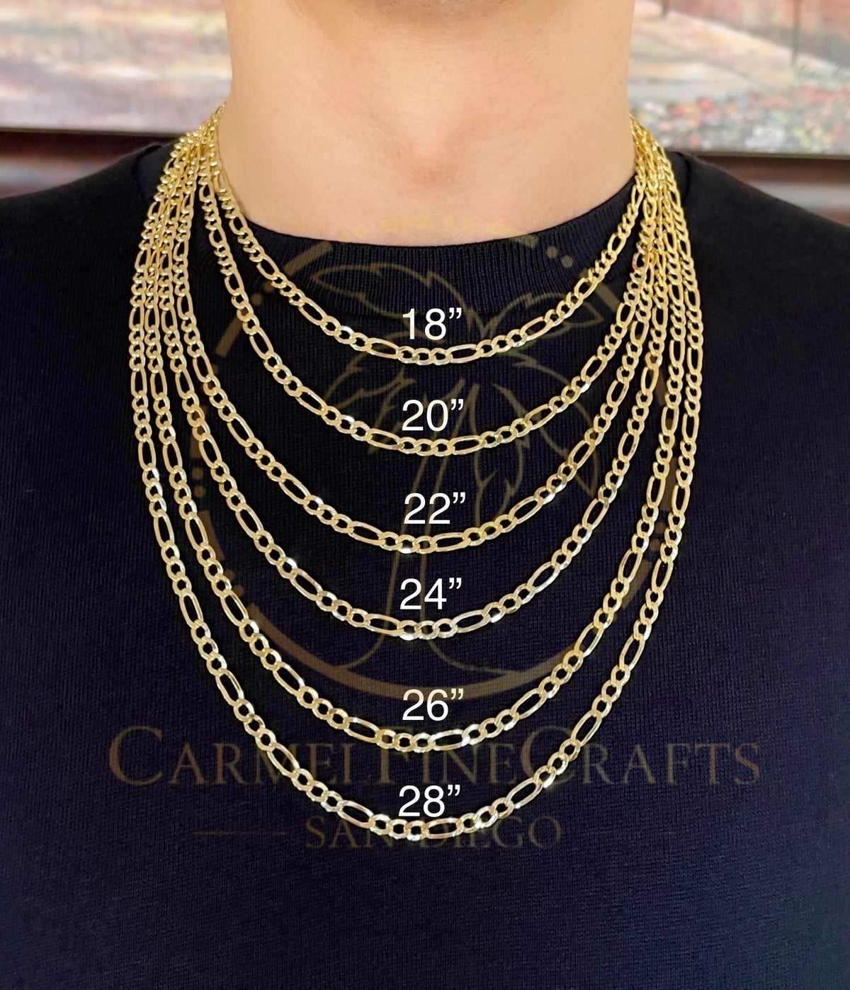 Figaro Link Chain Necklace 16" - 24" T1595