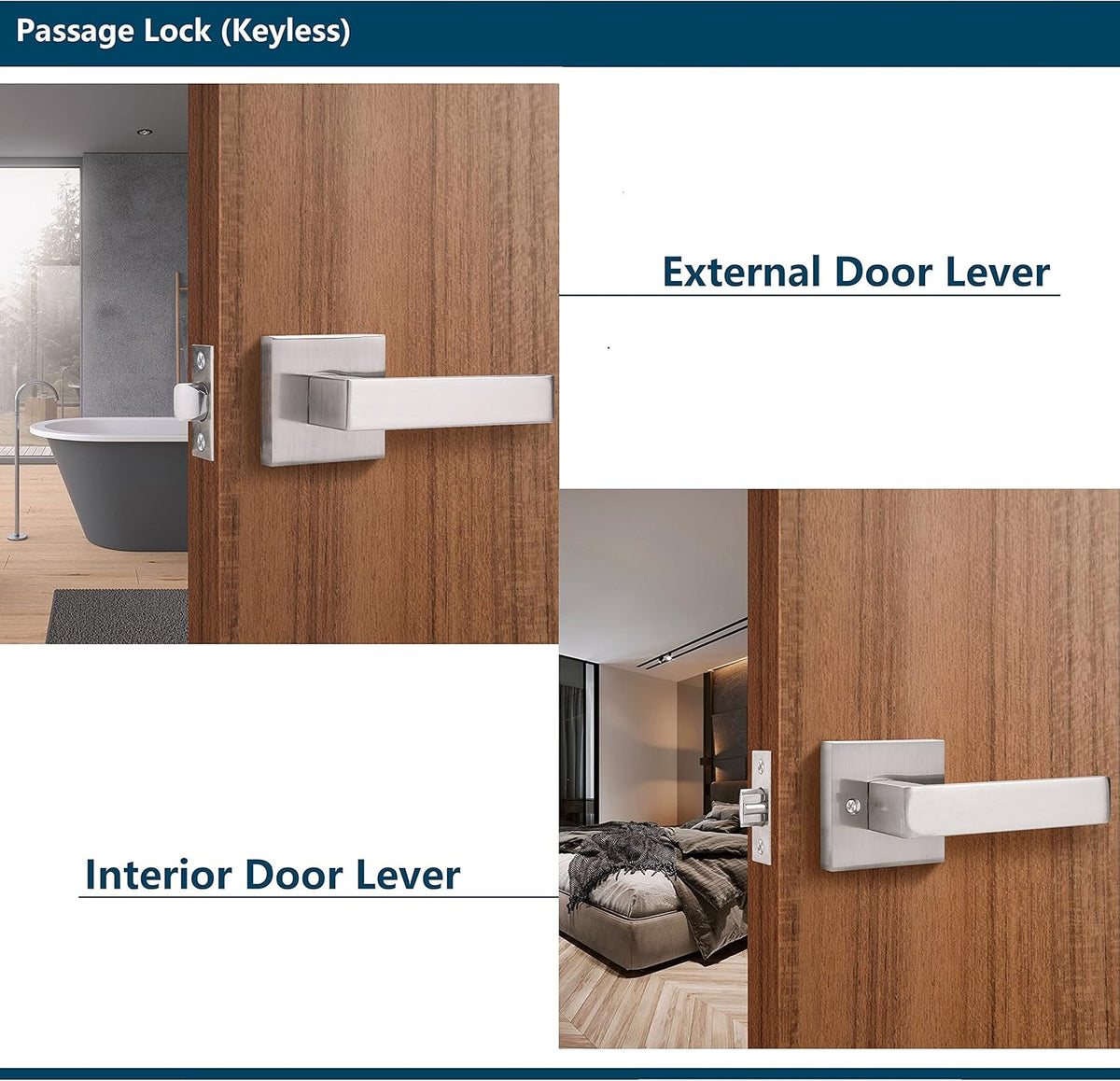 3 Pack Door Lever Handle Satin Nickel/Brushed Nickel Finish Pack of 2 X1676