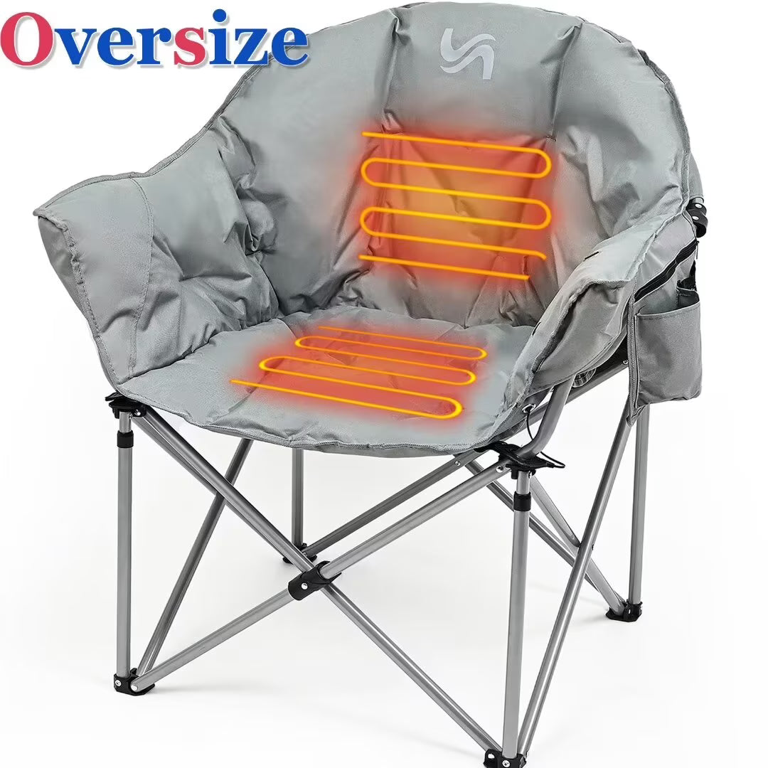 Heated Camping Chair with Lumbar Support, Gray I250004