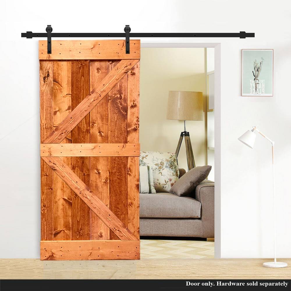Red Walnut Stained Solid Pine Wood Interior Sliding Barn Door Slab J74890