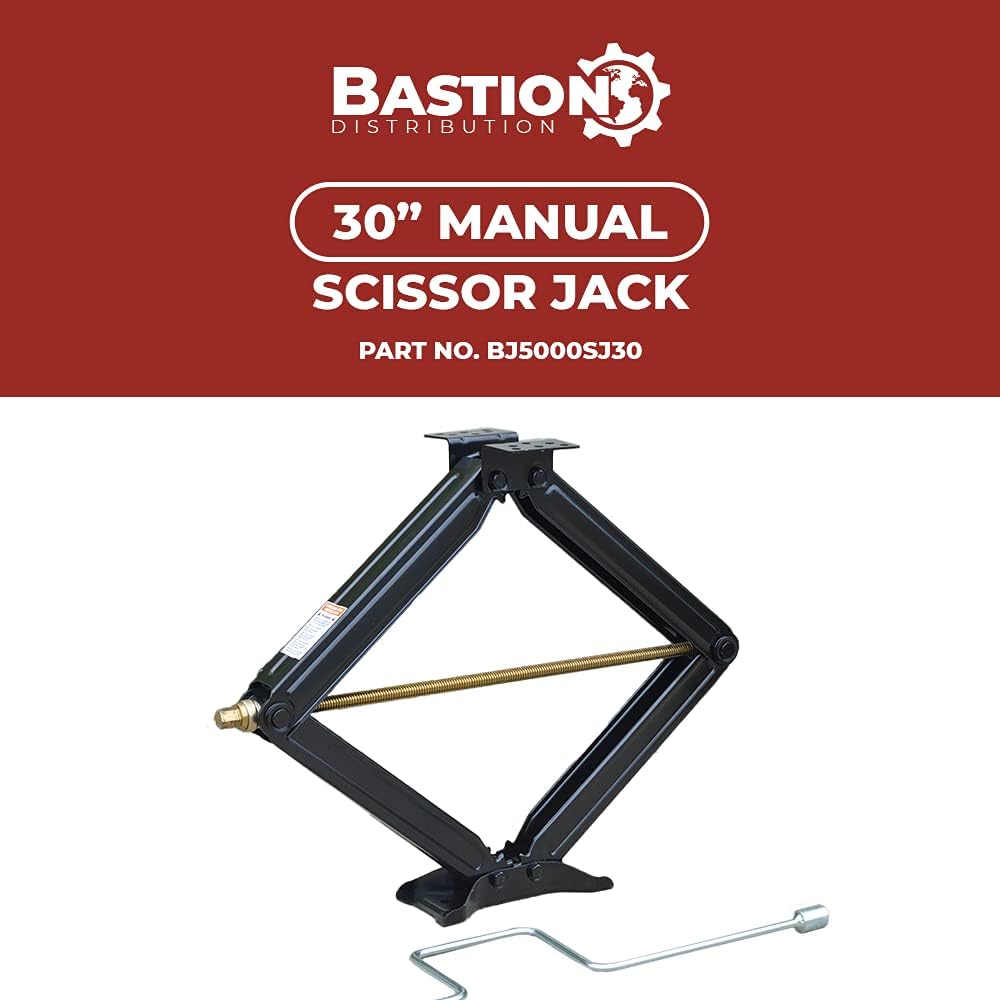 Two New 30" Scissor Jacks with Crank Handle, 5000lbs Capacity, 5-30" Height, Powder Coated N307
