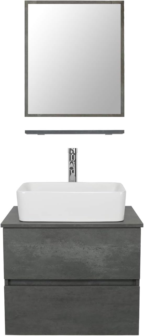 Concrete Grey Wall Mounted Bathroom Vanity F815