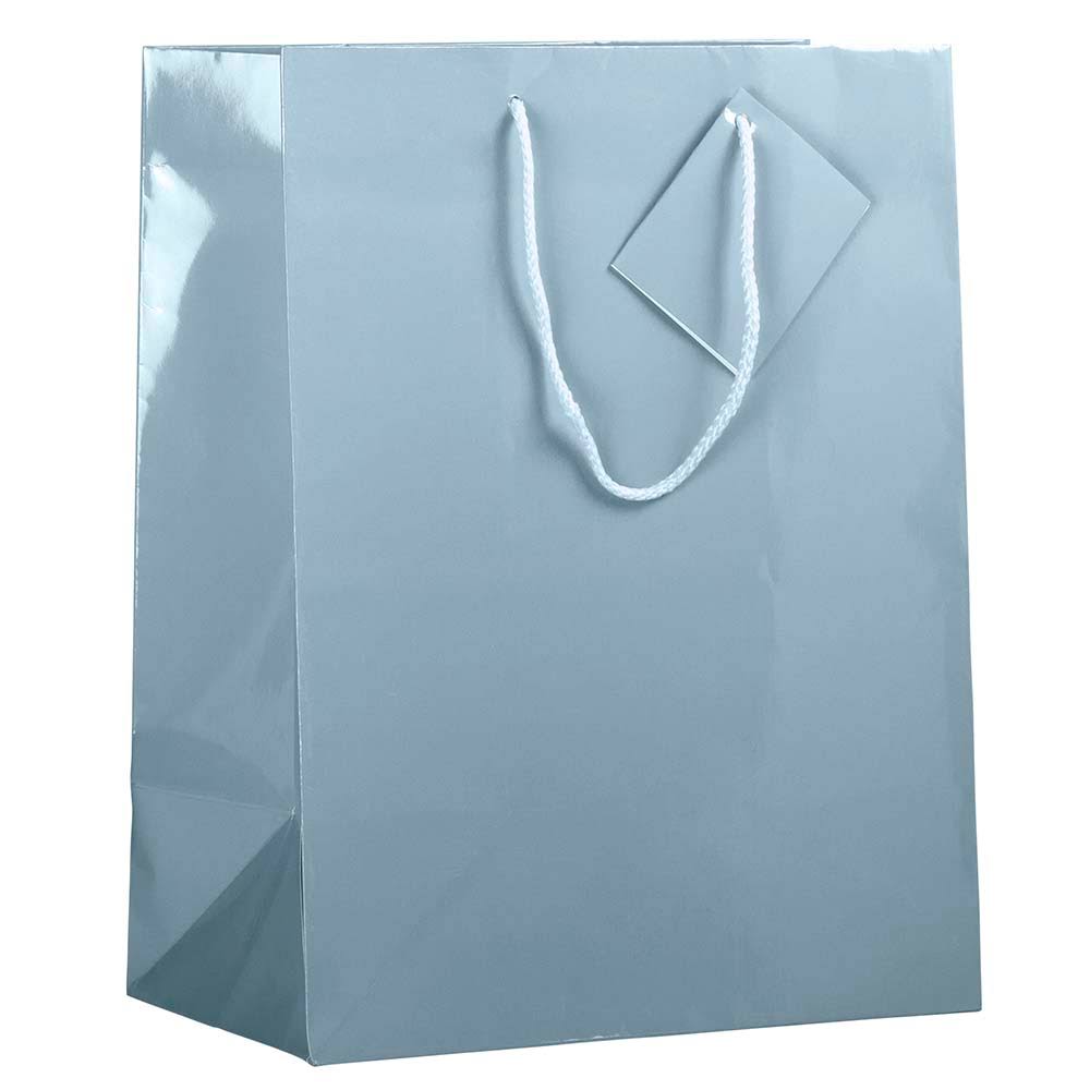 Glossy Gift Bags with Rope Handles, Large, Baby Blue, 100/Pack V642365