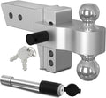 Adjustable Trailer Hitch Ball Mount, 4 Inch Drop, 2.5 Inch Receiver, 18,500 LBS GTW, Forged Aluminum Shank, Dual Balls S829