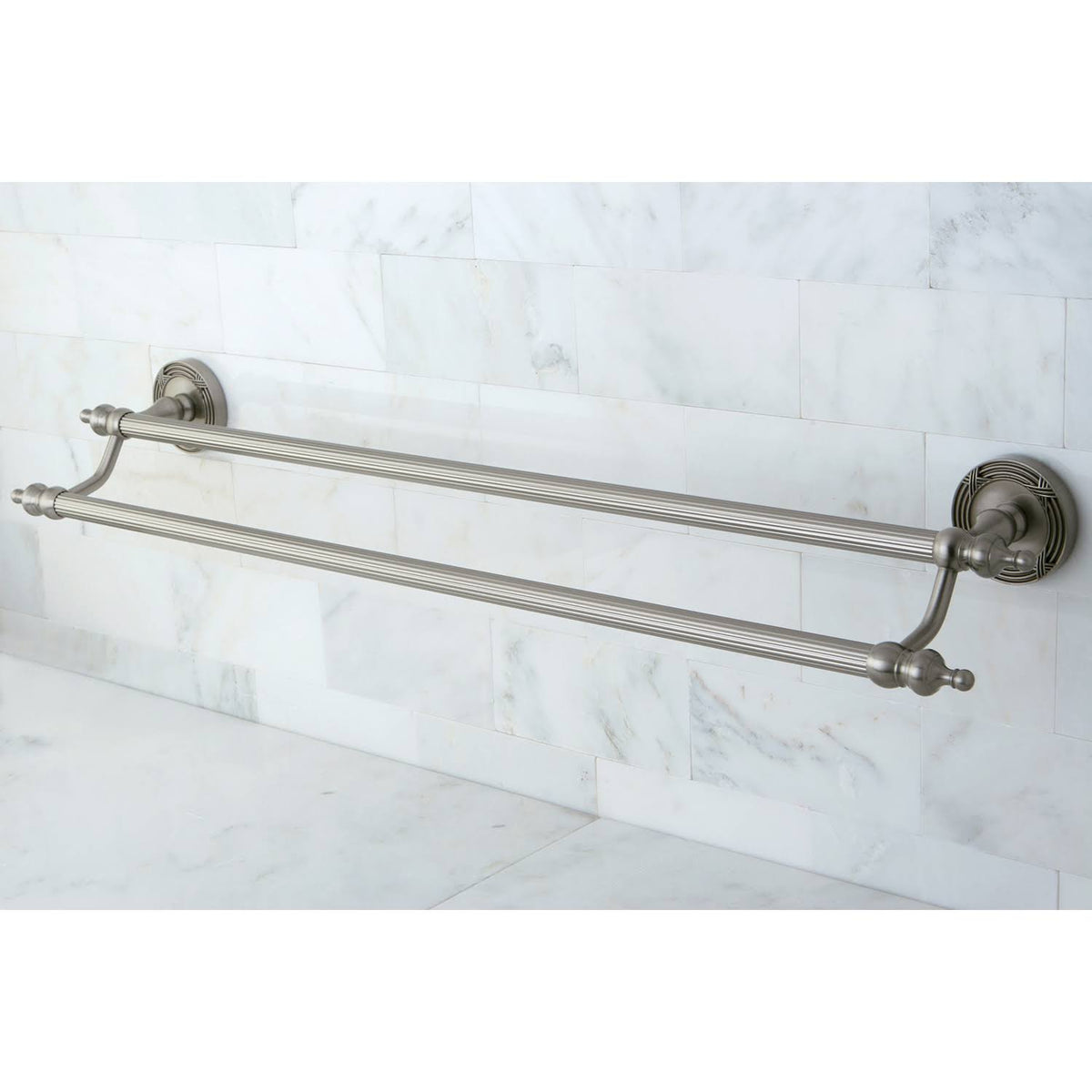 24x22 Dual Towel Bar, Satin Nickel Q628
