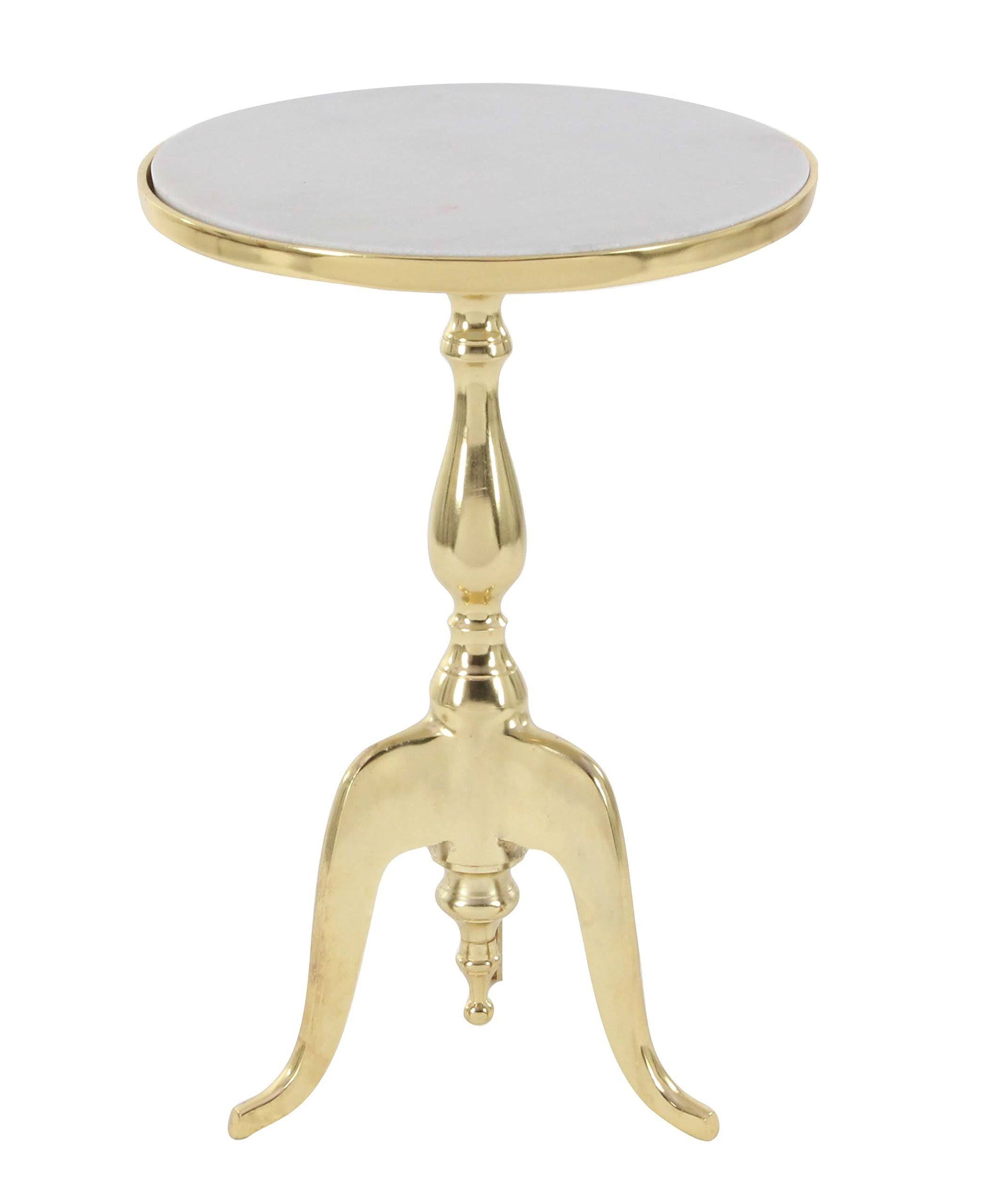Marble Round Accent Table with Gold Stand Q14034