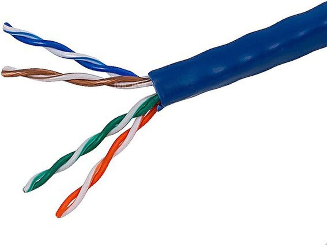 Cat5e Ethernet Bulk Cable, Solid, UTP, CMR, Pure Bare Copper, 24AWG, 500ft, Blue N360328