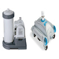 2500 GPH Filter Cartridge Pump with Timer and Above Ground Pool Vacuum Q595
