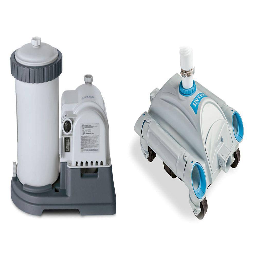2500 GPH Filter Cartridge Pump with Timer and Above Ground Pool Vacuum Q595