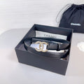 CHANEL BELT 20 MM IN BLACK SMOOTH CALFSKIN GOLD HARDWARE ATTACH RHINSTONE