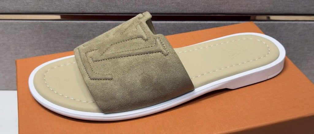 Louis Vuitton Men's Khaki Monogram Slide Sandals