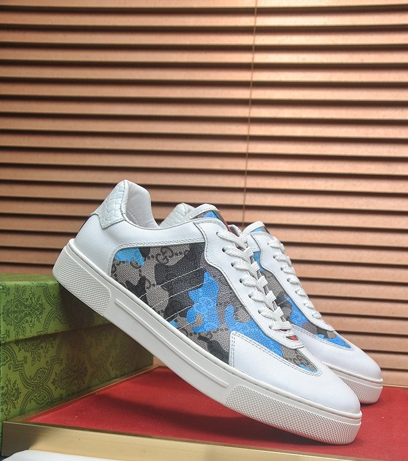 Gucci Men's Patterned Panel Low-Top Sneakers - Contrast Sole